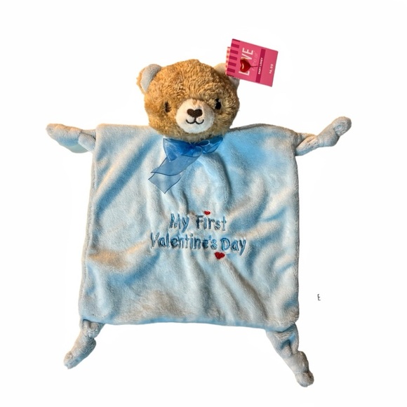 NWT 2 PC Set - Love Is In The Air - Baby Bear Bib & Bear Lovey, Blue or Pink - Picture 6 of 16